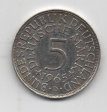 ALEMANIA DEL AÑO 1965 DE 5 MARCOS LETRA D