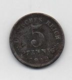ALEMANIA IMPERIO DEL AÑO 1919 LETRA D DE 5 PFENNIG 