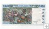 AFRICA DEL OESTE DEL AÑO 1992 DE 5000 FRANCS