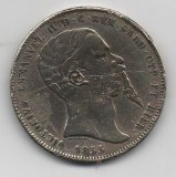 ITALIA DEL AÑO 1855 DE 5 LIRAS