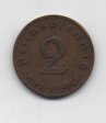 ALEMANIA REICH DEL AÑO 1937 LETRA F DE 2 REICHSPFENNIG 