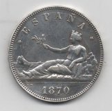 G. PROVISIONAL DEL AÑO 1870 DE 5 PESETAS