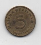 ALEMANIA REICH DEL AÑO 1939 LETRA A DE 5 REICHSPFENNIG 