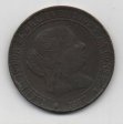 ESPAÑA ISABEL II DEL AÑO 1867 DE 5 CENTIMOS DE ESCUDO OM SEVILLA