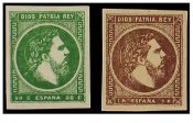 SERIE 160 - 161 - 1875- CORREO CARLISTA- 50 CENT. DE REAL- VERDE Y 1 REAL CASTAÑO