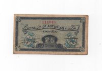 ESPAÑA BILLETE LOCAL REPUBLICANO DEL AÑO 1936 DE 25 CTS. CONSEJO DE ASTURIAS Y LEON