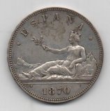 G. PROVISIONAL DEL AÑO 1870 *73 DE 5 PESETAS