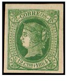 Nº- 65-1864- ISABEL II- 12 CU.Verde sobre Rosa