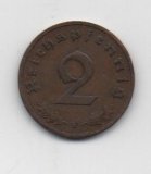 ALEMANIA REICH DEL AÑO 1937 LETRA F DE 2 REICHSPFENNIG 