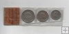ESPAÑA FRANCO Y EXPOSICIÓN IBEROAMERICANA DE NUMISMATICA Y MEDALLISTICA DEL AÑO 1957 CECA BA SERIE 3 VALORES: 5, 25 Y 50 PTS 