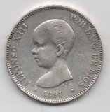 ALFONSO XIII DEL AÑO 1891 *91 DE 5 PESETAS
