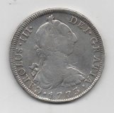 ESPAÑA CARLOS III DEL AÑO 1773 DE 8 REALES WF LETRA INVERTIDA CECA MEJICO