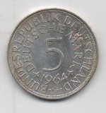 ALEMANIA DEL AÑO 1964 LETRA G DE 5 MARCOS