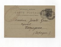 FRANCIA POSTAL N-43 (SELLO 10 CENTIMOS NEGRO) 