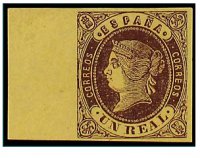 Nº- 61-1862- ISABEL II- 1 R Castaño sobre Amarillo