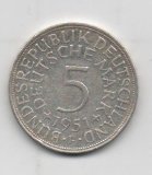 ALEMANIA DEL AÑO 1951 FEDERAL LETRA F DE 5 MARCOS