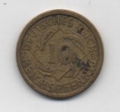 ALEMANIA IMPERIO REPUBLICA WEIMAR DEL AÑO 1925 LETRA A DE 10 RENTENPFENNIG 