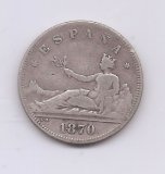 G. PROVISIONAL DEL AÑO 1870 *70 DE 2 PESETAS
