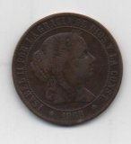 ESPAÑA ISABEL II DEL AÑO 1868 DE 2 1/2 CENTIMOS DE ESCUDO