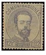 SERIE 122- 1872- REINADO DE AMADEO I - 12 CENTIMOS DE PESETA - LILA GRISÁCEO