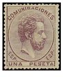 SERIE 127- 1872 - REINADO DE AMADEO I - 1 PESETA - COLOR LILA