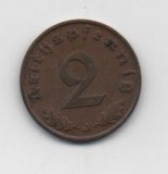 ALEMANIA REICH DEL AÑO 1938 LETRA J DE 2 REICHSPFENNIG 