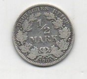 ALEMANIA REICH DEL AÑO 1905 LETRA A DE 1/2 MARCO 