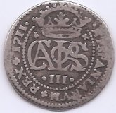 ESPAÑA CARLOS III EL PRETENDIENTE DEL AÑO 1711 2 REALES