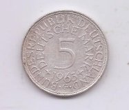 ALEMANIA DEL AÑO 1963 LETRA G DE 5 MARCOS 