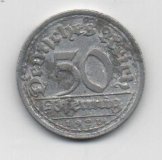 ALEMANIA DEL AÑO 1921 IMPERIO REPUBLICA WEIMAR LETRA G DE 50 PFENNIG 