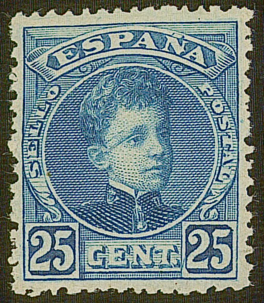 SERIE 248- 1901 - EMISIONES DEL SIGLO XX- ALFONSO XIII- 25 CENTIMOS AZUL