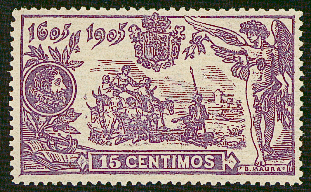 SERIE 259- 1905 - III CENTENARIO DE LA PUBLICACION DE "EL QUIJOTE"  15 CENT. VIOLETA