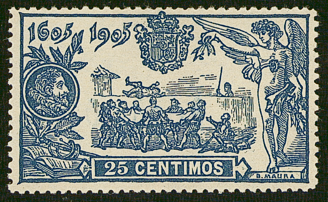 SERIE 260- 1905 - III CENTENARIO DE LA PUBLICACION DE "EL QUIJOTE"  20 CENTIMOS AZUL