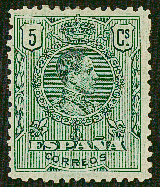 SERIE 268 - 1909 -  ALFONSO XIII, TIPO MEDALLON-5 CENTIMOS  VERDE