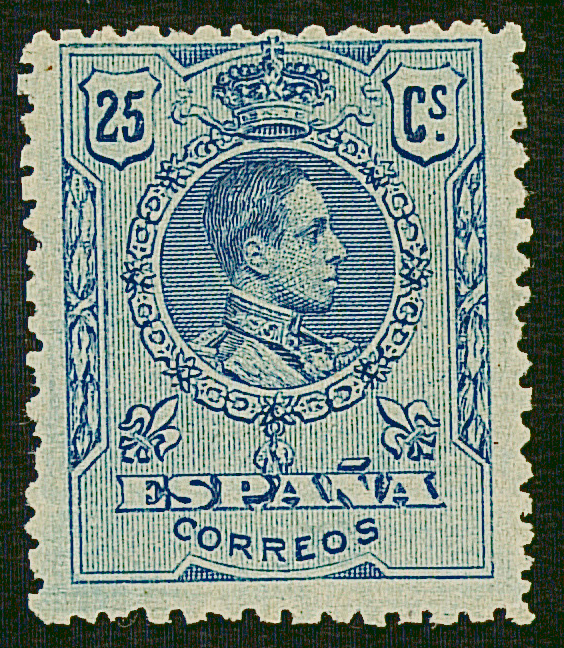 SERIE 274 - 1909 -  ALFONSO XIII, TIPO MEDALLON-25 CENTIMOS AZUL