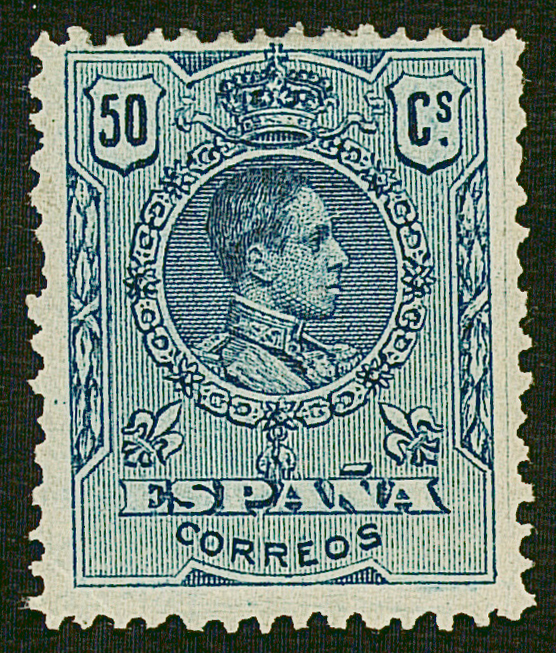 SERIE 277 - 1909 -  ALFONSO XIII, TIPO MEDALLON-50 CENTIMOS AZUL