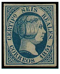 Nº-10-1851 ISABEL II.           6 R. Azul