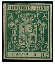 Nº-26-1854. ESCUDO ESPAÑA                 5 R. Verde