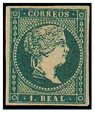 Nº-45-1855- ISABEL II    1 R. Azul Verdoso