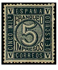 SERIE 93-  1867- ISABEL II-  5 MILESIMAS DE ESCUDO-  VERDE