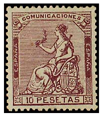 SERIE 140 - 1873 - I REPUBLICA - 10 PESETAS - CASTAÑO VIOLETA