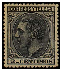 SERIE 200- 1879 - REINADO DE ALFONSO XII- 2 CENTIMOS NEGRO GRISACEO