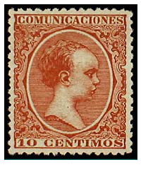 SERIE 217- 1889- REINADO DE ALFONSO XIII- 10 CENTIMOS CASTAÑO AMARILLENTO